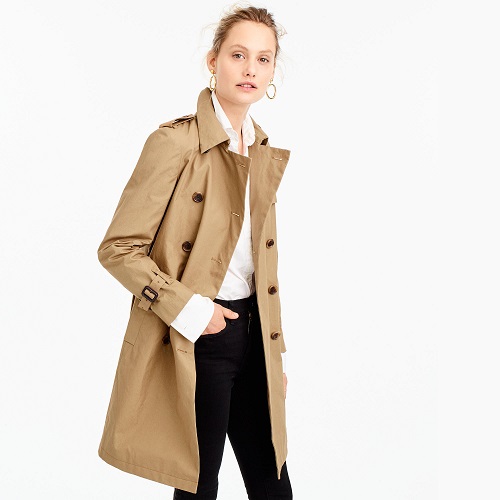 2017秋冬新款 J.Crew 褶皱长款风衣