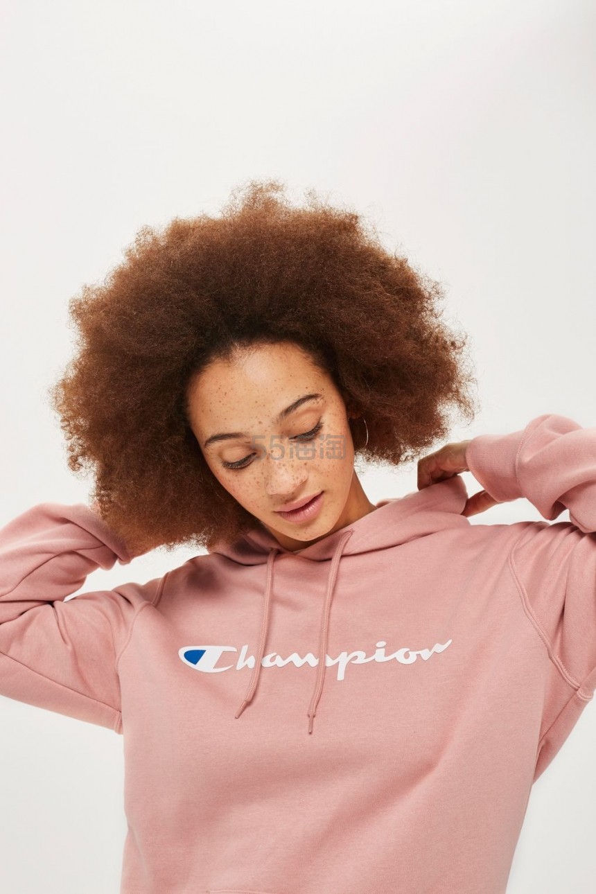 Champion 冠军 Logo Hoodie 女士豆沙色连帽卫衣