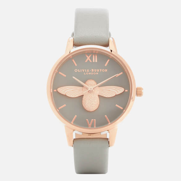 【热卖！免费直邮中国】Oliver Burton 人见人爱的灰色玫瑰金小蜜蜂腕表