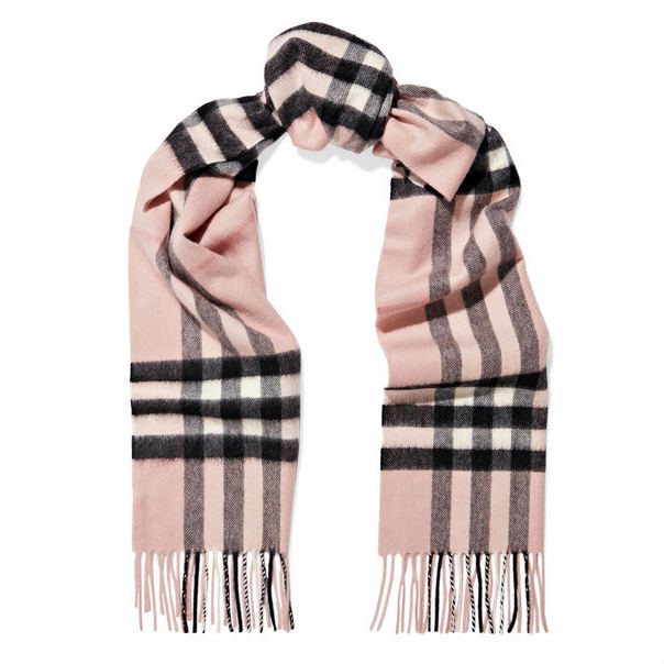 Burberry 巴宝莉粉色流苏格纹羊绒围巾3493元 服装配饰 特品特惠