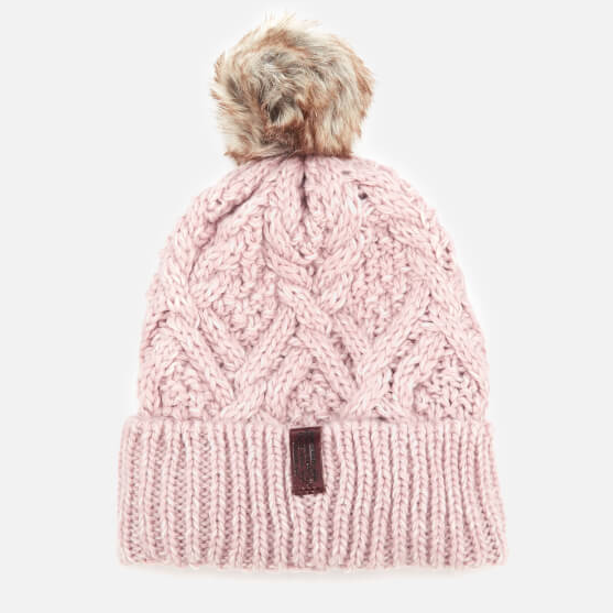 Superdry 极度干燥 Nebraska Cable 女士樱花粉毛线帽