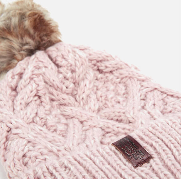 Superdry 极度干燥 Nebraska Cable 女士樱花粉毛线帽
