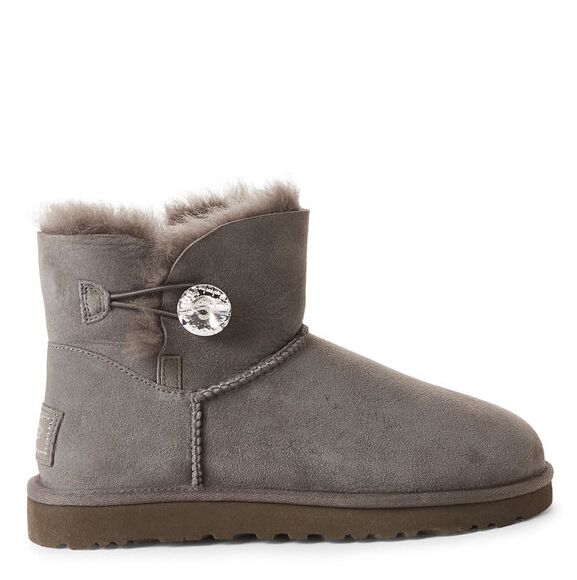 UGG mini Bailey Button Bling Boots 灰色短裤雪地靴