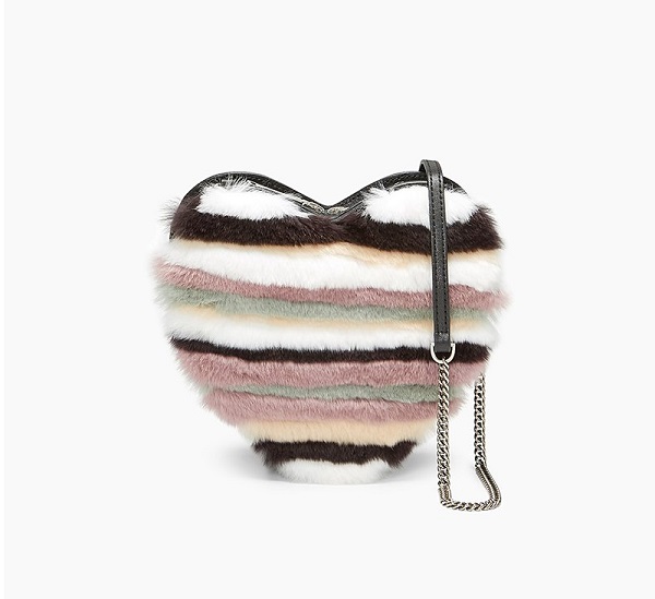 55专享！Rebecca Minkoff 瑞贝卡 HEART FUR 超萌兔子毛爱心链条包