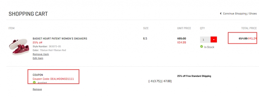 额外7.5折+免邮 Puma 彪马 Basket Heart 蝴蝶结漆皮运动鞋 