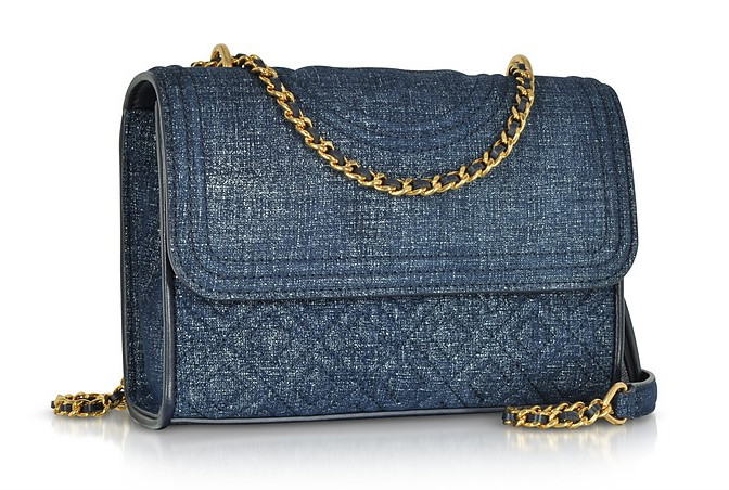 【限时高返】Tory Burch Fleming 小号牛仔麂皮单肩包