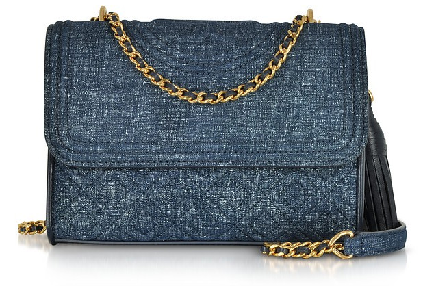 【限时高返】Tory Burch Fleming 小号牛仔麂皮单肩包