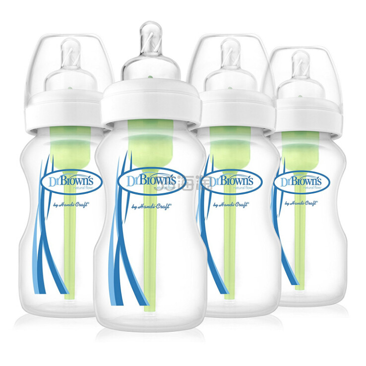 【中亚Prime会员】Dr Brown's 布朗博士 玻璃防胀气宽口奶瓶 270ml *4个