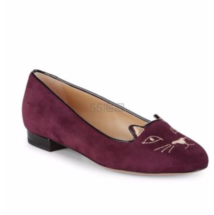 4色选~！Charlotte Olympia Black Velvet Kitty Flats 黑色经典款天鹅绒猫头鞋 