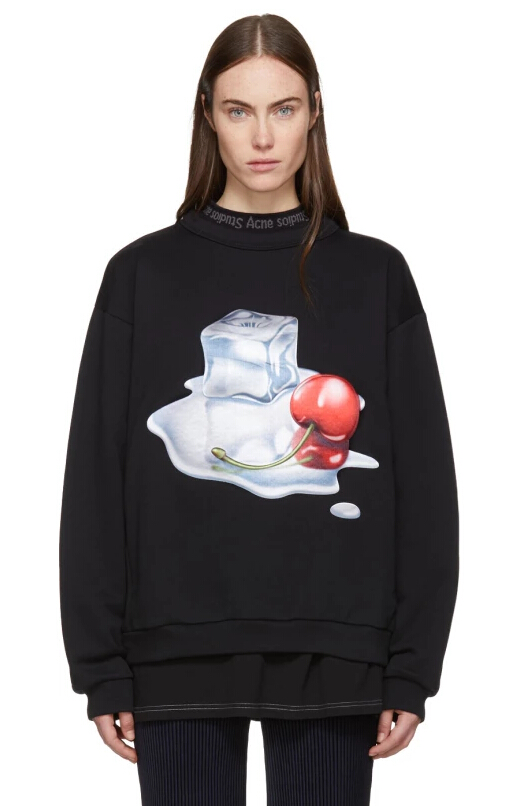 唐嫣同款 Acne Studios 黑色图案印花卫衣