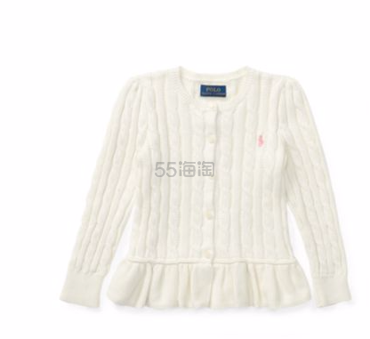 免邮！Ralph Lauren 拉夫·劳伦 2-6岁女宝宝甜美纯色毛衣开衫