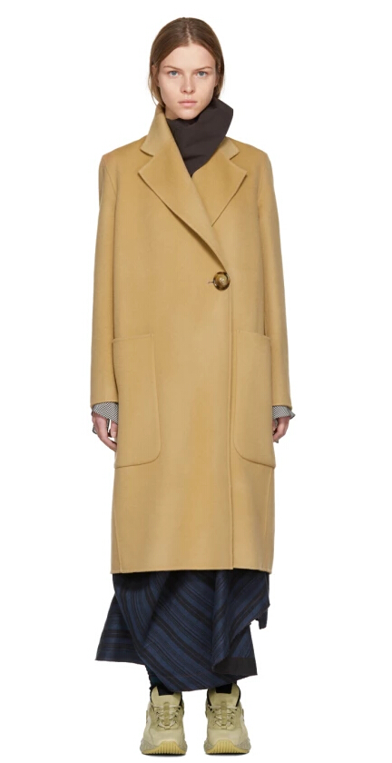 古力娜扎同款 Acne Studios Tan Carice Doublé Coat 羊绒羊毛混纺大衣