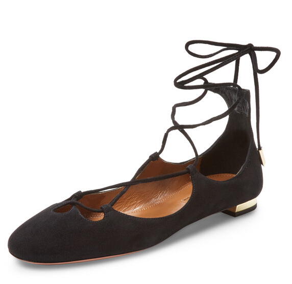 Aquazzura Leather Dancer Flat 绑带平底鞋 两色可选