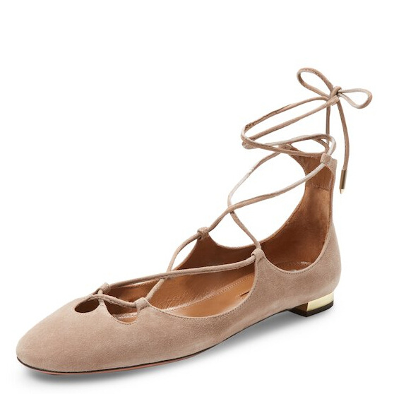 Aquazzura Leather Dancer Flat 绑带平底鞋 两色可选