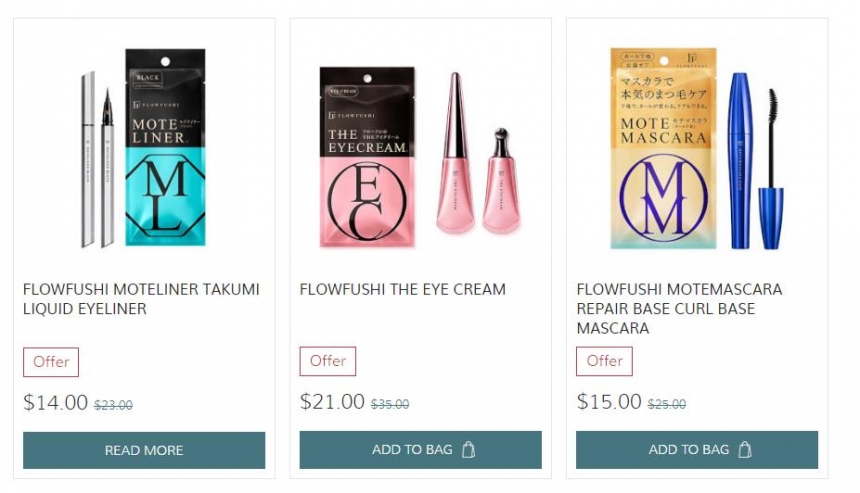 SkinCareRx：FLOWFUSHI 全线底妆、眼线笔