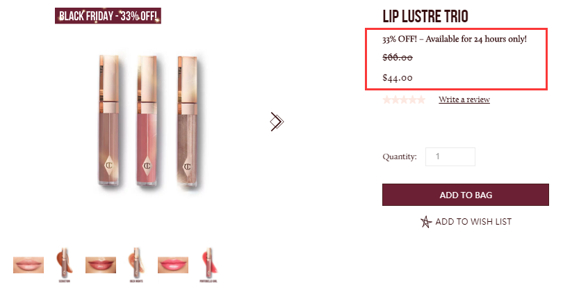 【黑色星期五】6.6折！Charlotte Tilbury 光泽唇蜜套装