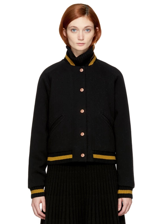 好看，*后一件XS~See by Chloé Black Club Bomber Jacket 黑色飞行员夹克