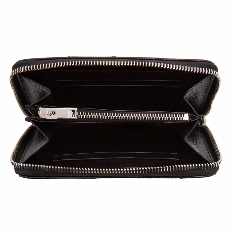 Saint Laurent  Black Small Monogram Zip Around Wallet 黑色logo绗缝钱包