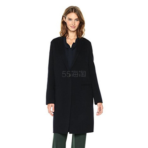【美亚直邮】Theory Essential 羊毛羊绒一粒扣女士长款混纺大衣外套