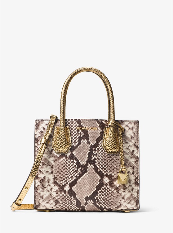 【新低价！】MICHAEL Michael Kors Mercer 小号蛇皮纹托特包