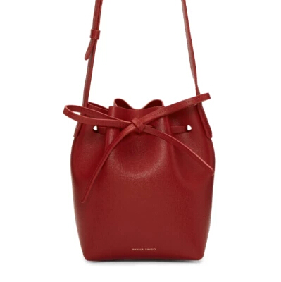 Mansur G*riel Red Saffiano Mini Mini Bucket Bag 红色 mini mini Saffiano皮革水桶包