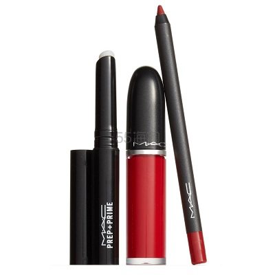 MAC 红色系哑光唇釉+唇线笔+打底唇膏套装