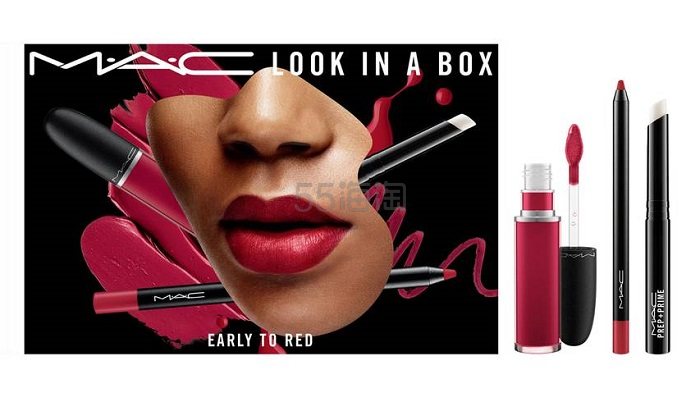 MAC 红色系哑光唇釉+唇线笔+打底唇膏套装