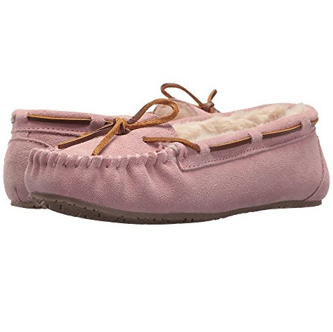 Minnetonka Gina Junior Trapper 粉色毛绒平底鞋