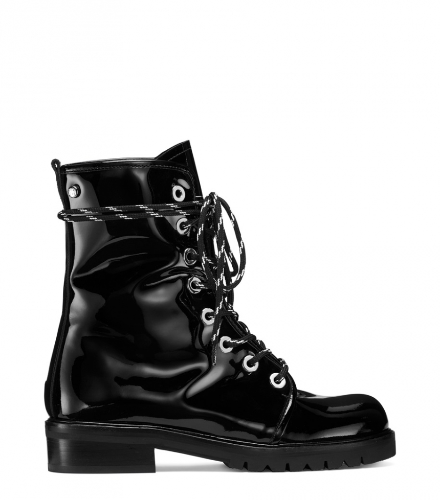 【星二代 Kaia Gerber 同款】Stuart Weitzman The Metermaid 漆皮机车短靴 