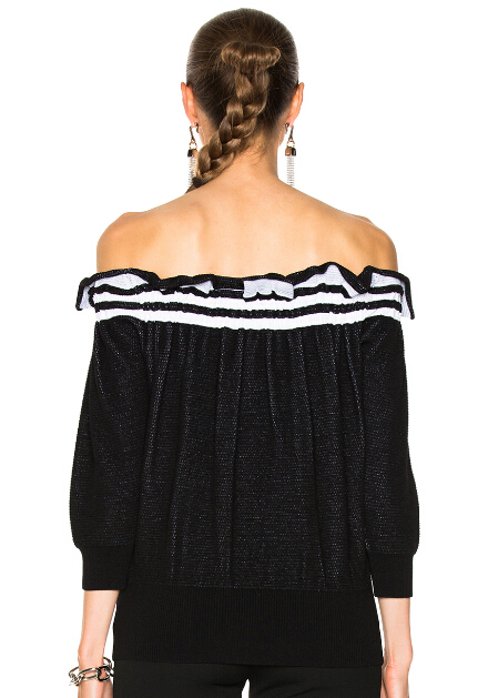 3.1 PHILLIP LIM Off Shoulder Ruffle Tshirt 荷叶边露肩T恤
