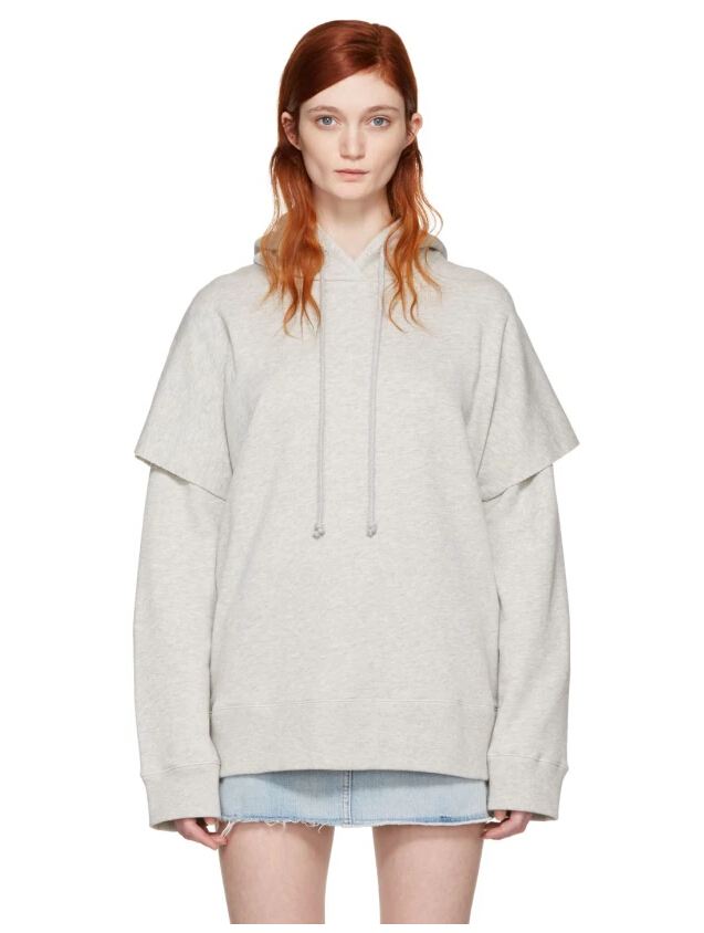 MM6 Maison Martin Margiela Grey Basic Layered Hoodie 女款灰色卫衣