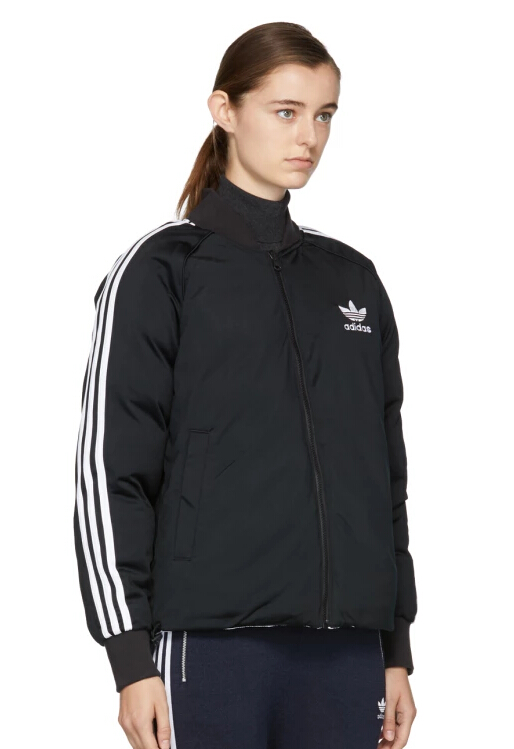 adidas Originals Reversible White Superstar Sport Jacket 女款黑白双面可穿女款保暖夹克