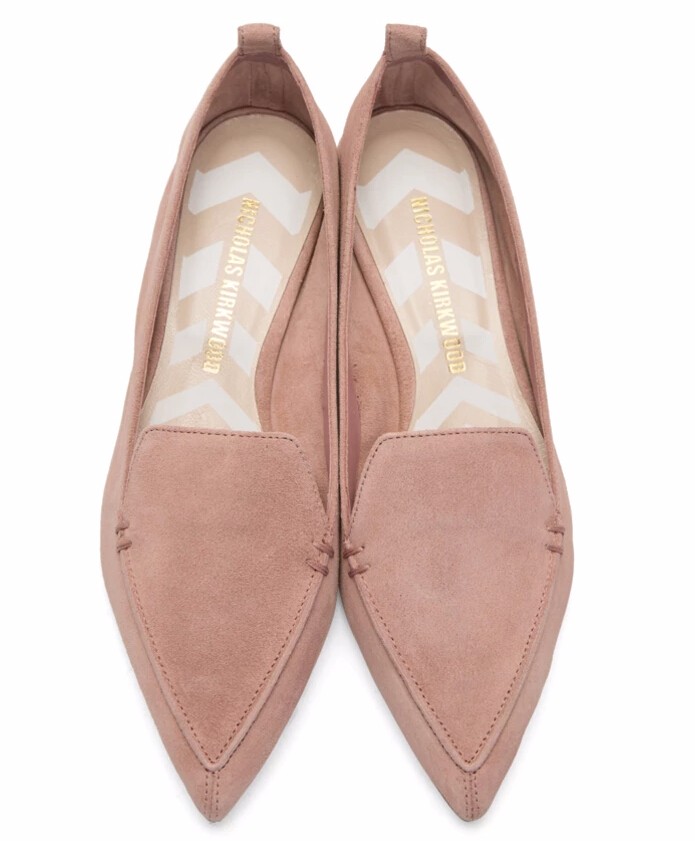 Nicholas Kirkwood Pink Suede Beya Loafers 粉色低跟乐福鞋