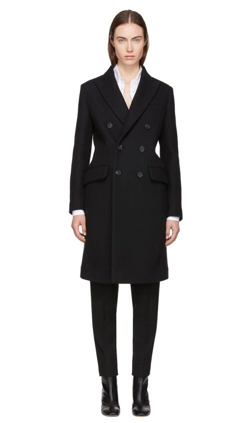 Dsquared2 Black Wool Double-Breasted Coat 黑色羊毛双排扣大衣