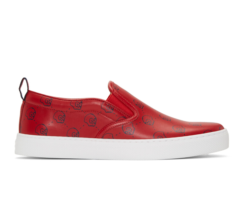 Gucci Red Gucci Ghost Dublin Slip-On Sneakers 男款*一脚蹬休闲鞋