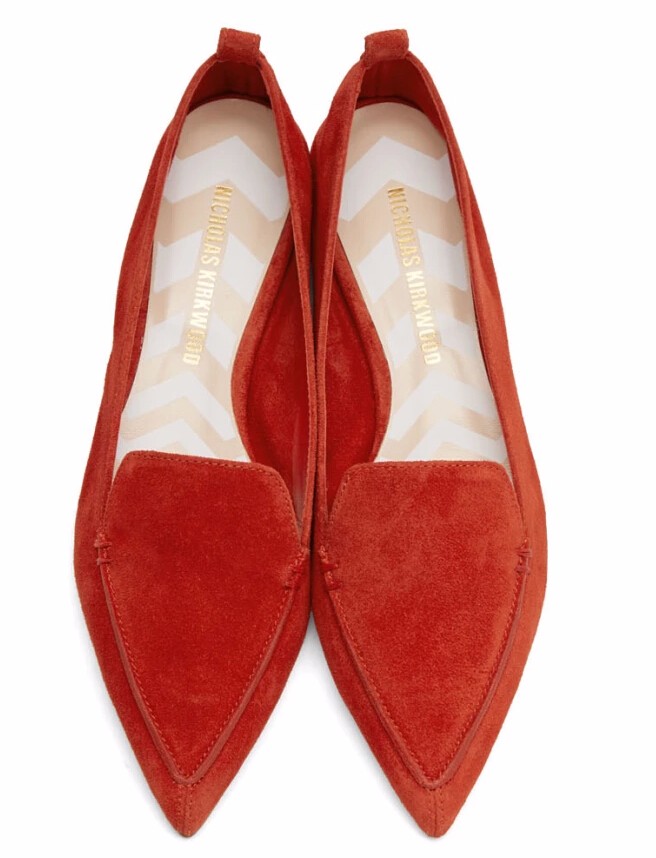 Nicholas Kirkwood Red Suede Beya Loafers 女款红色乐福鞋