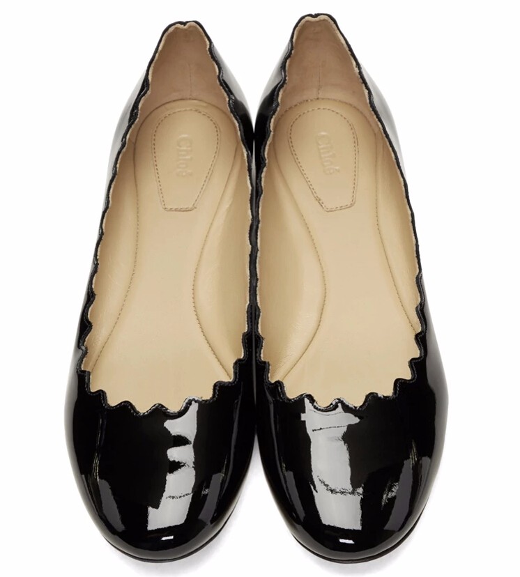 Chloé Black Patent Lauren Ballerina Flats 黑色漆皮花瓣鞋