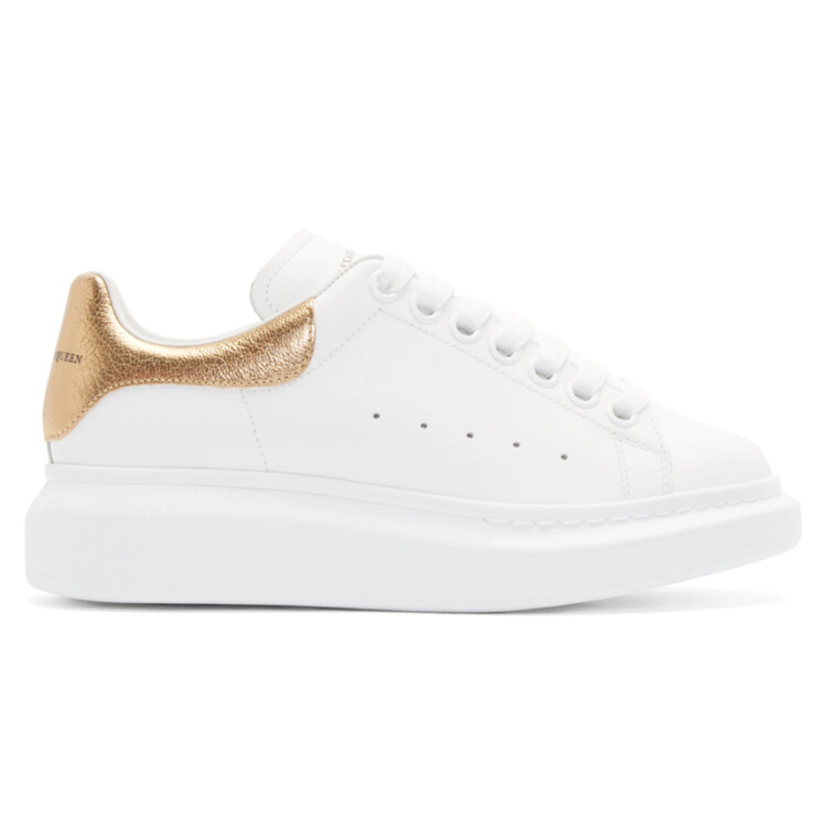 Alexander McQueen White & Gold Oversized Sneakers 金尾小白鞋