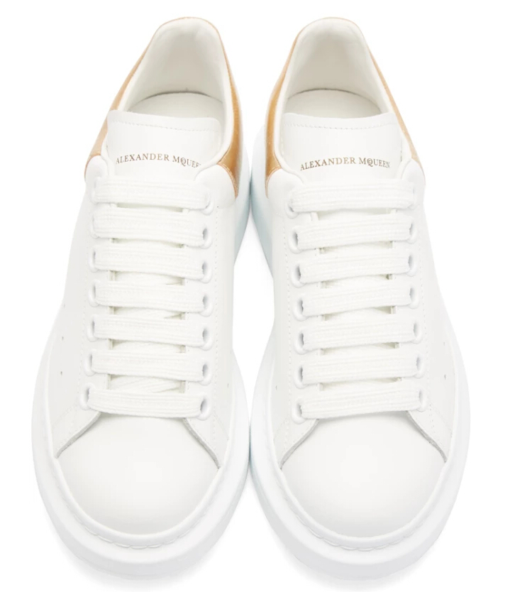 Alexander McQueen White & Gold Oversized Sneakers 金尾小白鞋