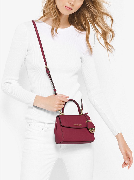 酒红色史低价！MICHAEL Michael Kors *a 特小号十字纹牛皮斜肩包 