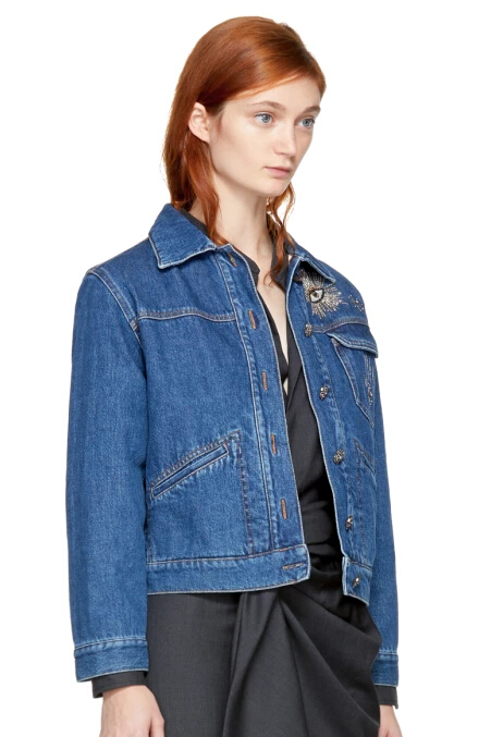 Isabel Marant Blue Embroidered Denim Ensley Jacket 女款牛仔外套