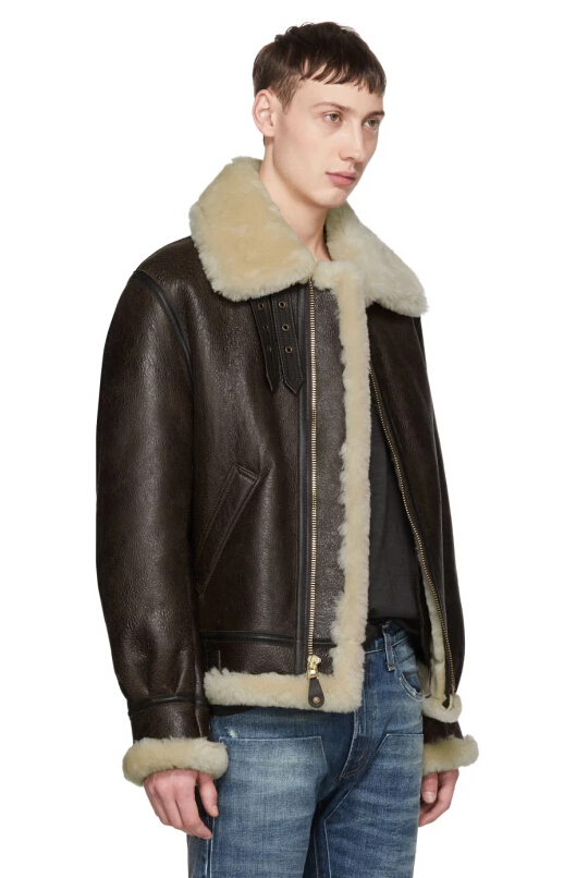 vSchott Brown Shearling B-3 Jacket 男款羊羔绒外套 妹纸可穿