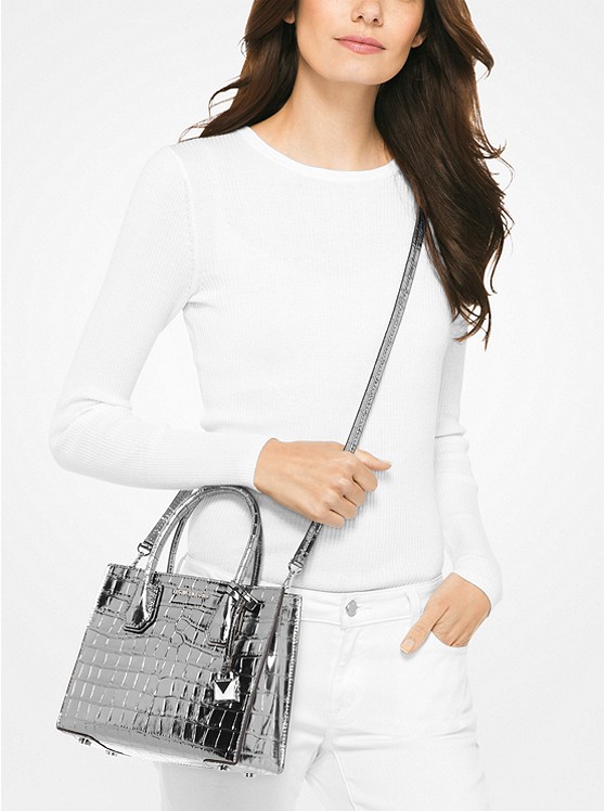 闪闪惹人爱！MICHAEL Michael Kors mercer 金属色鳄*纹*托特包