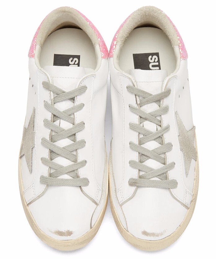 35码有货~Golden Goose SENSE Exclusive White Superstar Sneakers 亮片粉尾小脏鞋