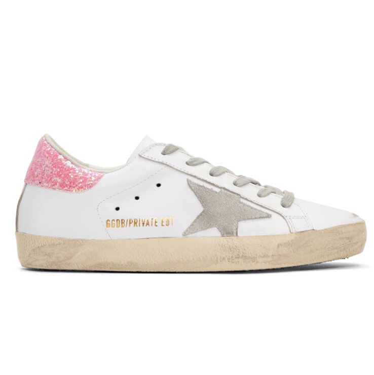 35码有货~Golden Goose SENSE Exclusive White Superstar Sneakers 亮片粉尾小脏鞋