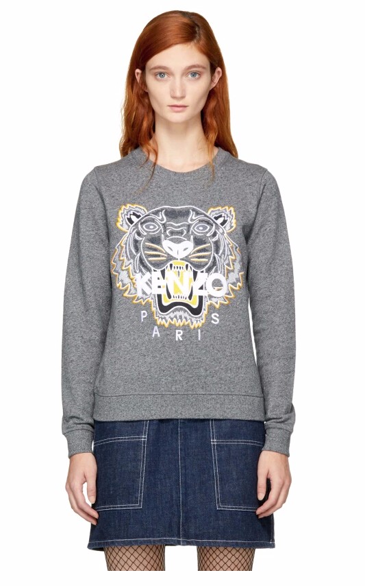 Kenzo Grey Tiger Sweatshirt 女款灰色虎头卫衣