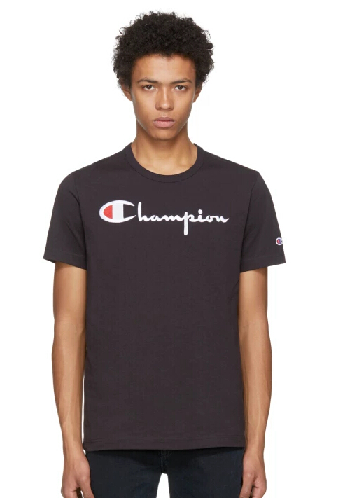 Champion Reverse We*e Black Logo T-Shirt 男款黑色T恤