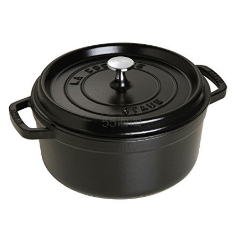 【美亚自营】Staub 珐琅铸铁圆形炖锅 4夸脱 黑色