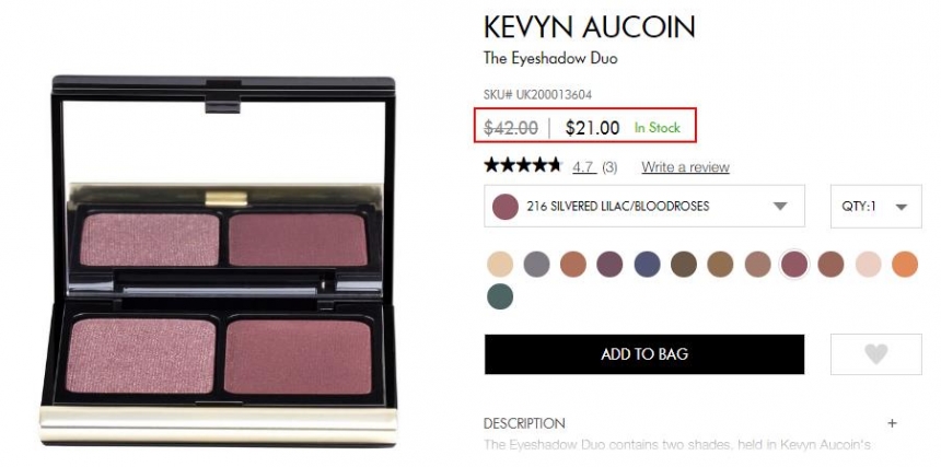 5折！KEVYN AUCOIN KA双色眼影 