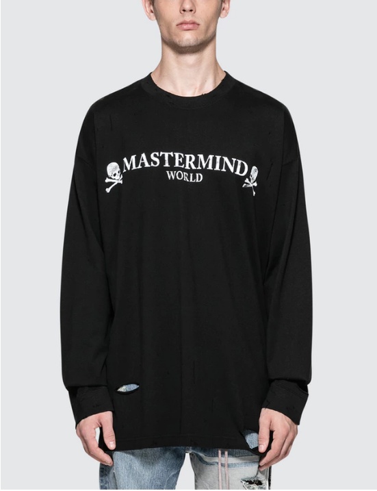 Mastermind world 破洞垂肩经典logo棉质卫衣